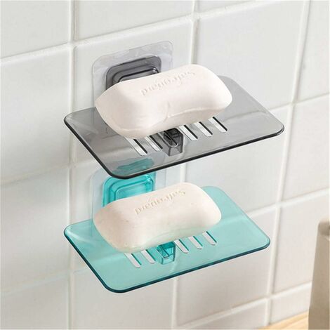 Soap Dish Drain Wall Mount Adhesive Soap Holder Bathroom Shower Storage Box  Gift