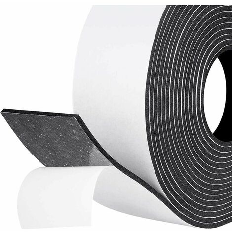 Adhesive Sound Insulation Tape Seal for Window Door Garage Shower 50mm x 3mm x 5m Anti Cold Rubber Seal Shockproof Cupboard Furniture Protection - Black Foam White Film