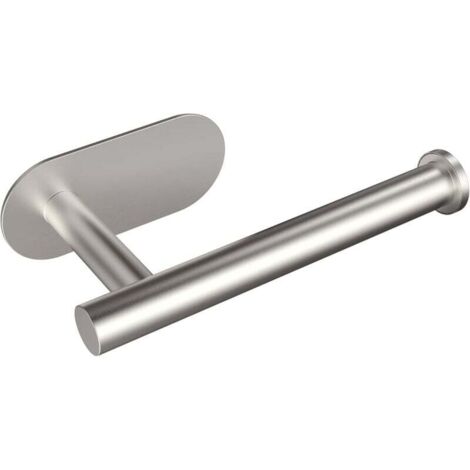 Adhesive Toilet Paper Holder Stainless Steel Brushed Nickel Toilet Paper Holder Bathroom WC Wall Mounted 1 Piece (Short - Brushed Silver Nail-Free Plate) MUMU