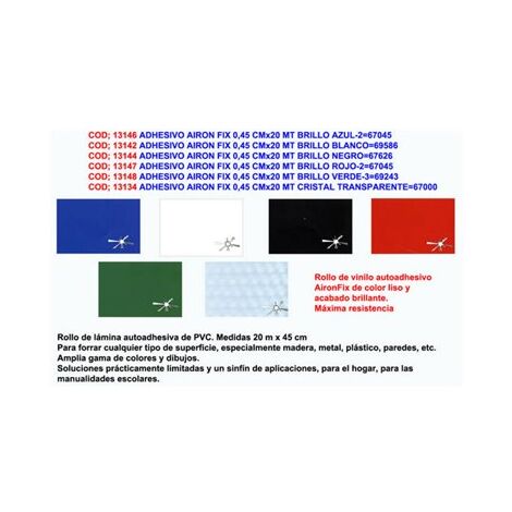Adhesivo Airon Fix 0.45 cm x 20 m Brillo Blanco 69586