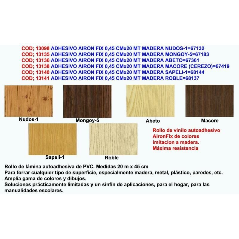 

adhesivo airon fix 0,45 cmx20 mt madera abeto 67361 - Mibricotienda