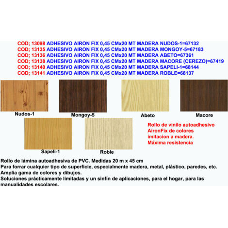 ADHESIVO AIRON FIX 0,45 CMx20 MT MADERA NUDOS-1=67132