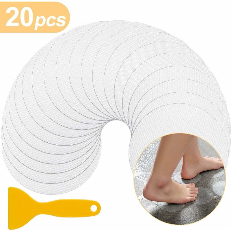 

Adhesivo antideslizante, 20 alfombrillas antideslizantes, alfombrillas de ducha de aproximadamente 10 cm, inserto transparente para la bañera, juego