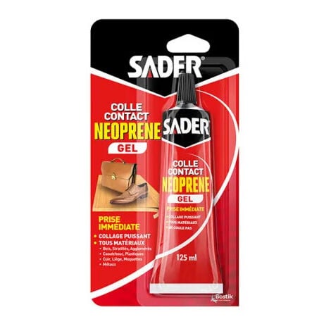 Adhesivo de contacto en gel de neopreno, tubo de 125 ml. Sader