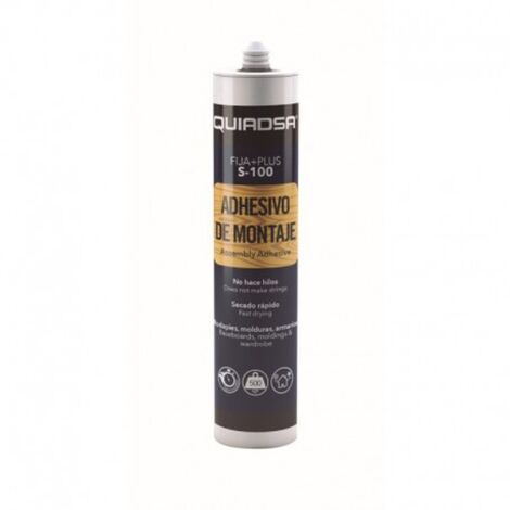 Adhesivo de montaje base solvente madera Fija + Plus S-100  Quiadsa Fija + Plus S-100  Cr.  300 ml.