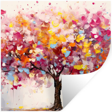 ADHESIVO DE PARED Acuarela - Árbol - Arte - Abstracto 50x50