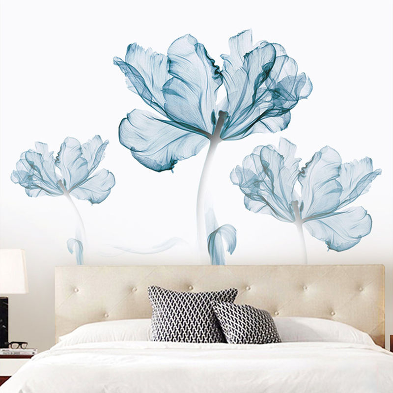 

Adhesivo de pared Calcomanía Arte decorativo Hogar Dormitorio Flor azul 180 × 110 cm