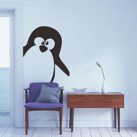 Adhesivo de pared de PVC de 1 pieza, adhesivo extraíble para pared de pingüino bonito, 57x70cm para decoración del hogar