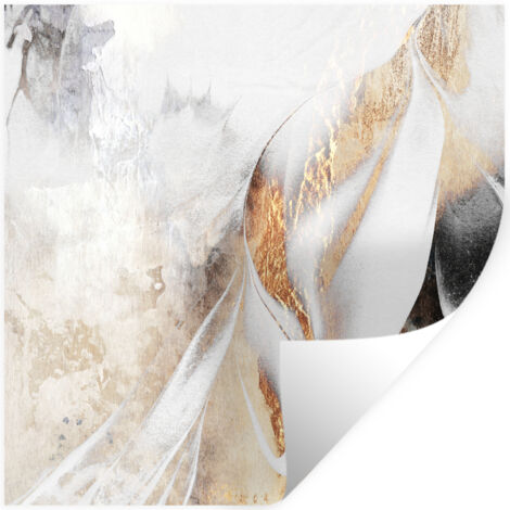 ADHESIVO DE PARED Lujo - Abstracto - Oro - Blanco 50x50