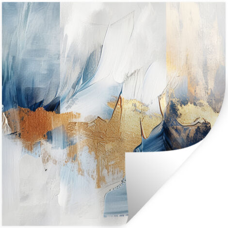ADHESIVO DE PARED Oro - Azul - Acuarela - Arte - Moderno 50x50