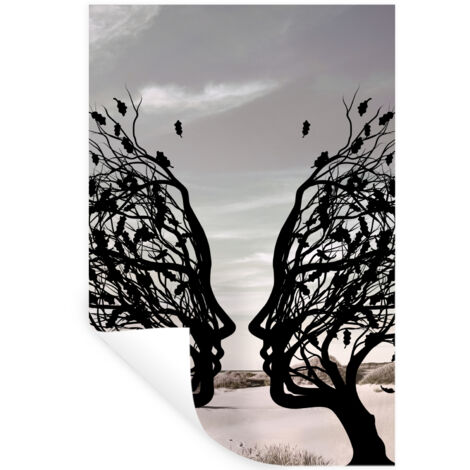 ADHESIVO DE PARED Playa - Mar - Gente - Árbol - Arte moderno 40x60