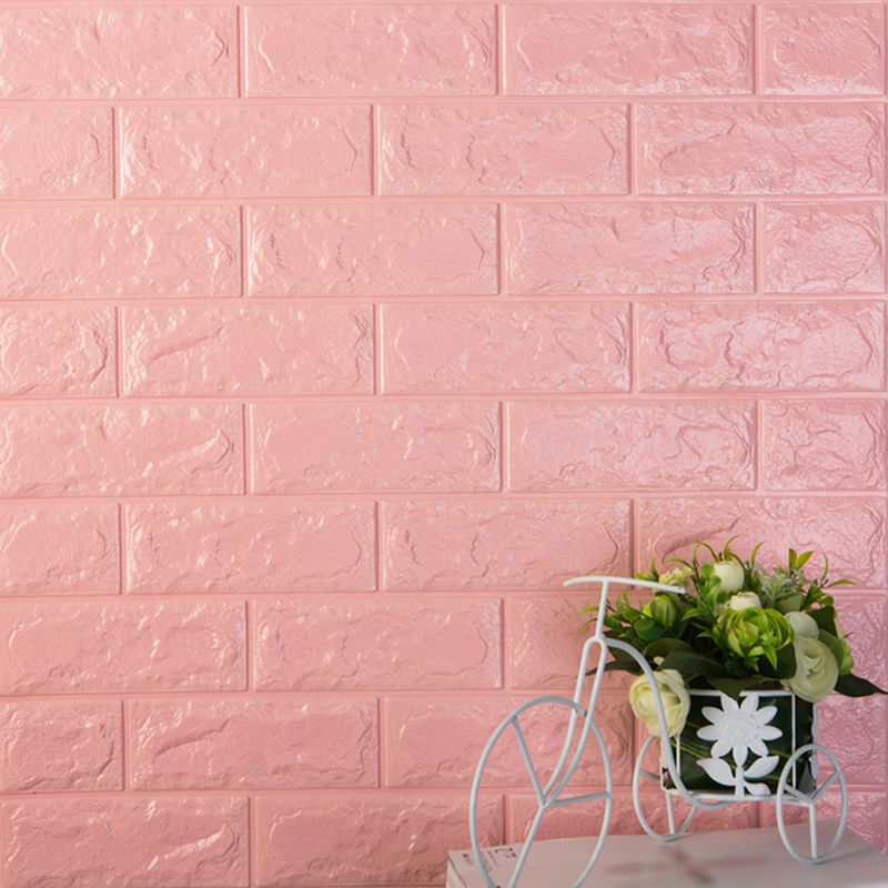 

Pegatinas de pared 3D de espuma PE, patron de ladrillo,60x30CM,Rosa