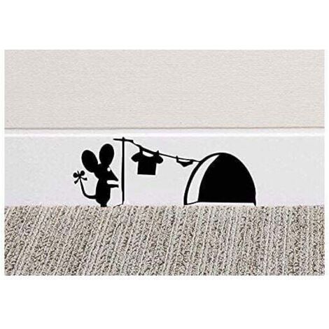 Adhesivo de vinilo para pared KZQ de 18 x 7 cm con diseño de casa de ratón para rodapiés