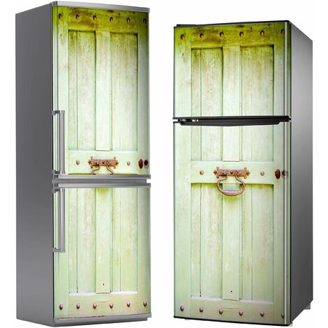 Adhesivo Decorativo para Nevera con Diseño de Puerta Antigua Color Verde, Varias Medidas (200cm x70cm)