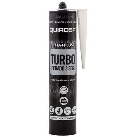 adhesivo elastico quiadsa blanco 290ml fija+plus turbo 3seg. especial madera