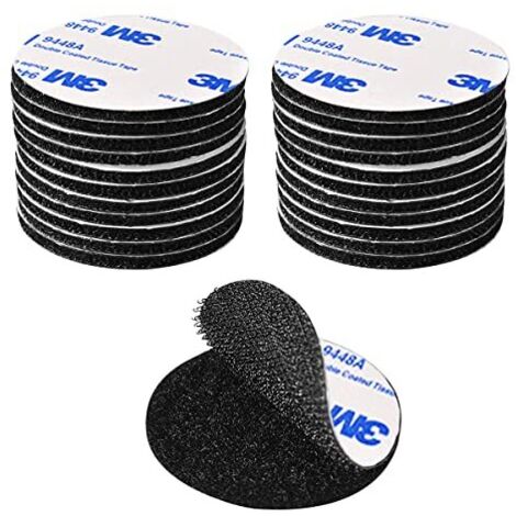 Adhesivo Extrafuerte de Doble Cara para Rayar, Cinta Negra 3M Autoadhesiva Reutilizable Redonda de 5 cm Potente Adhesivo de Doble Cara para Bricolaje/Marcos de Fotos, 20 Piezas