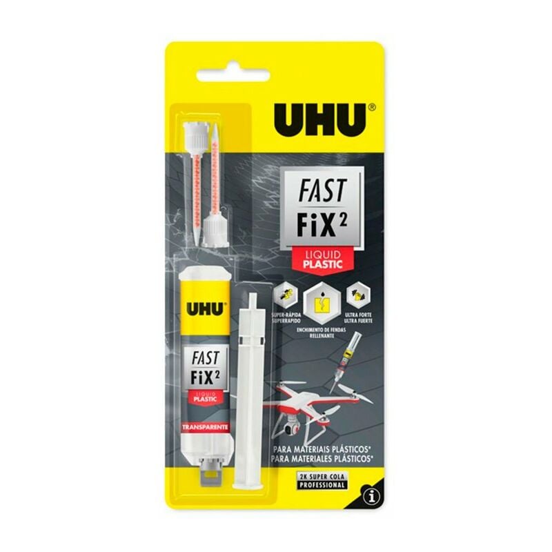 

Pegamento adhesivo líquido bicomponente Fast Fix Plastic UHU 10gr