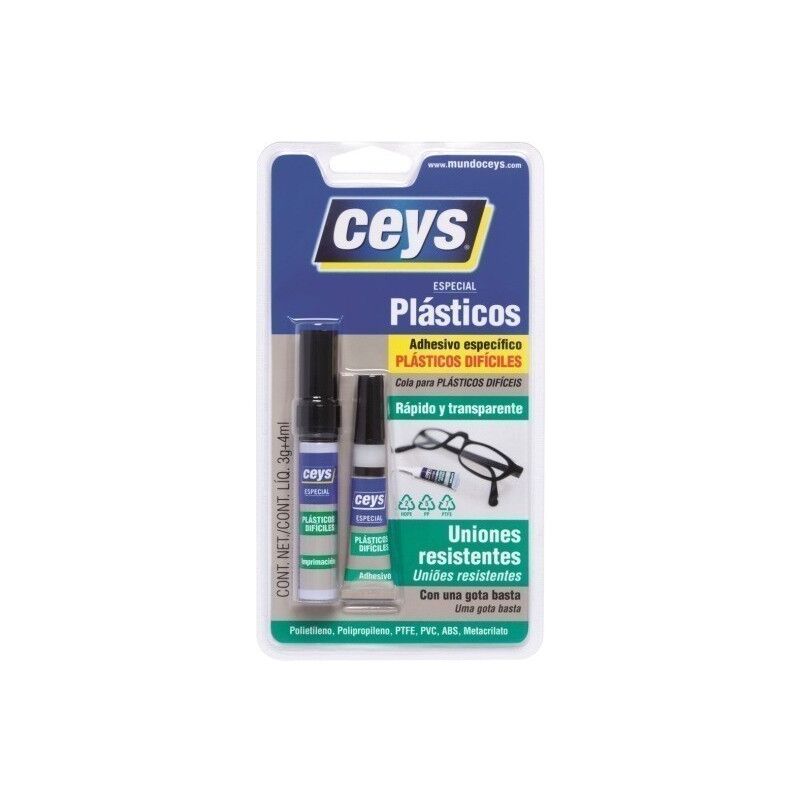 

Adhesivo Instantaneo Plasticos Dificiles 3 Gr + 4 Ml Ceys