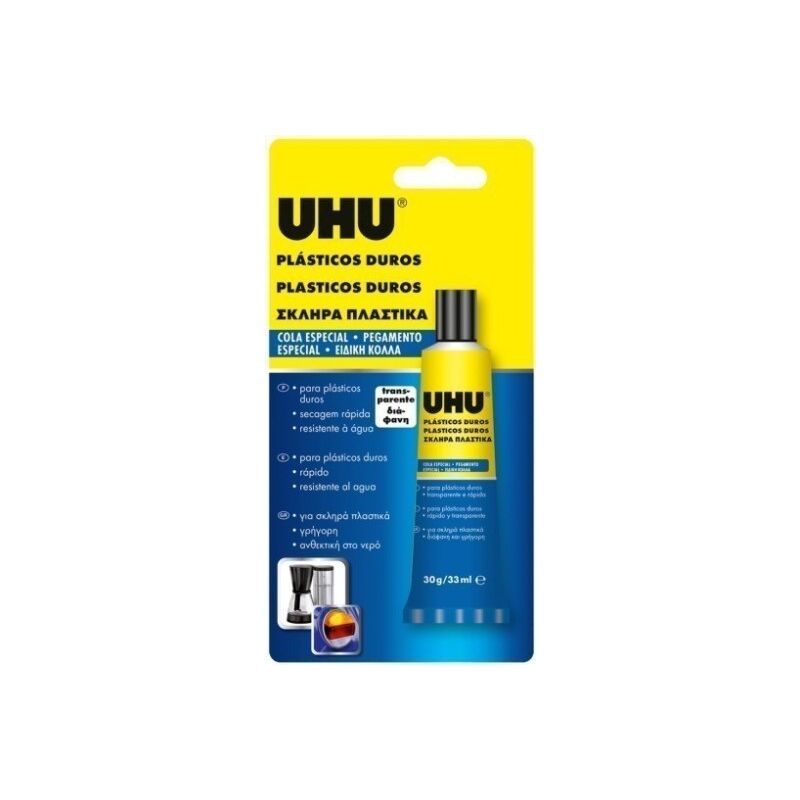 

Adhesivo Plasticos Duros Tubo 30 Gr Plasticos Duros - UHU
