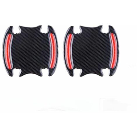 Adhesivo reflectante de fibra de carbono para manija de puerta, película protectora universal antiarañazos para manija de coche (manija de puerta roja (4 piezas))