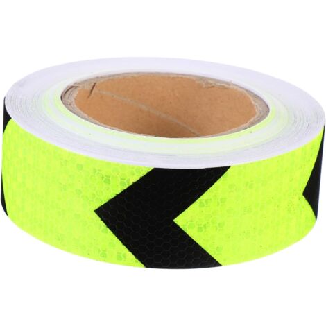 Adhesivo reflectante de seguridad de 5 cm x 3 m, cinta de seguridad visible de noche para coche, moto o bicicleta, fondo verde, flecha negra.