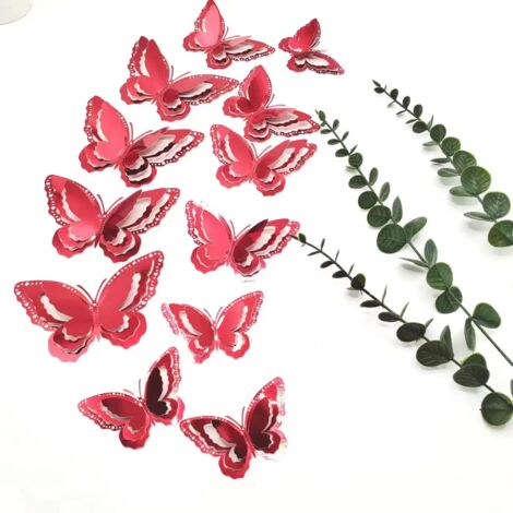 Adhesivos de pared de mariposas tridimensionales: alegran tu espacio, un elemento decorativo romántico ideal para múltiples ocasiones. (12 adhesivos rosas y 12 adhesivos de colores)