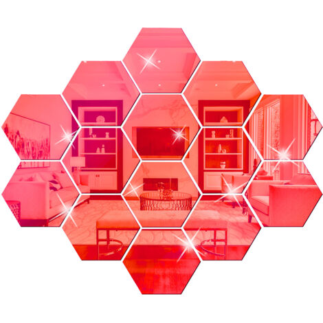 Adhesivos de pared hexagonales  Set de 12 piezas  Espejo acrílico 8×7×4 cm  Decoración DIY
