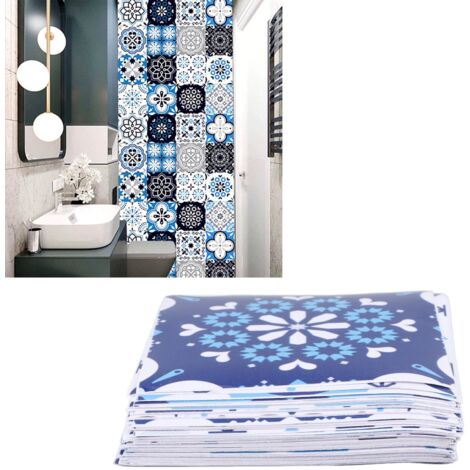 [Adhesivos para azulejos] [Adhesivos autoadhesivos para pared] [Juego de 64 piezas, estilo mediterráneo] 10 cm, brillantes, removibles, para cocina y baño