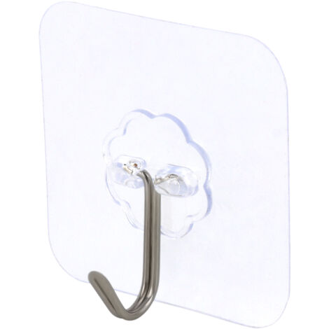 Adhok, superficie adhesiva de PVC transparente, 6 x 6 cm, blanco, sin residuos, para baño, cocina, dormitorio – 1 unidad