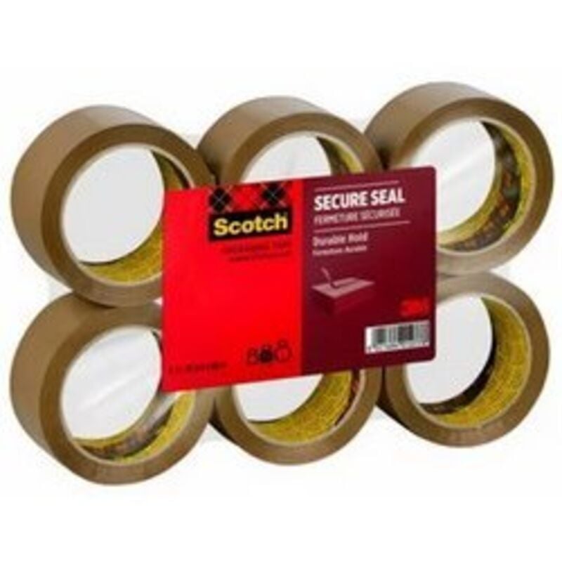 Scotch - Ruban adhésif d'emballage secure seal 50 mm x 66 m - Brun - Lot de 6