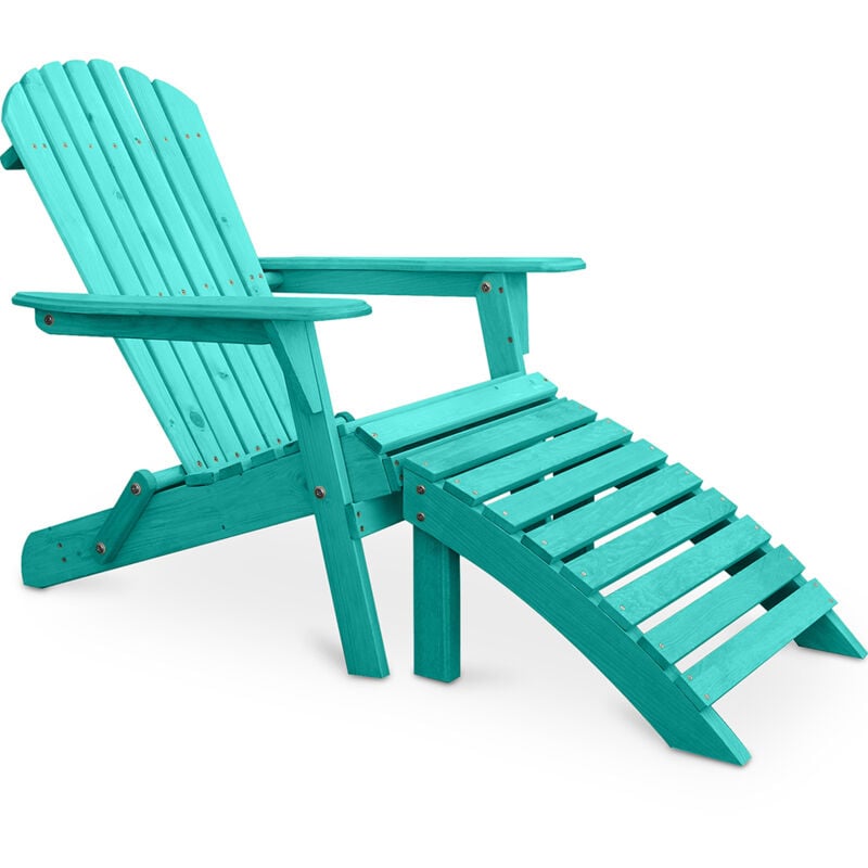 Chaise de terrasse avec repose-pieds - Chaise de jardin en bois - Alana Vert