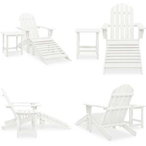 Adirondack-Gartenstuhl mit Fußstütze & Tisch Tannenholz Weiß - Gartenstuhl - Holz Gartenmöbel - Esszimmerstuhl - Outdoor Möbel - Tannenholzmöbel - Home & Living