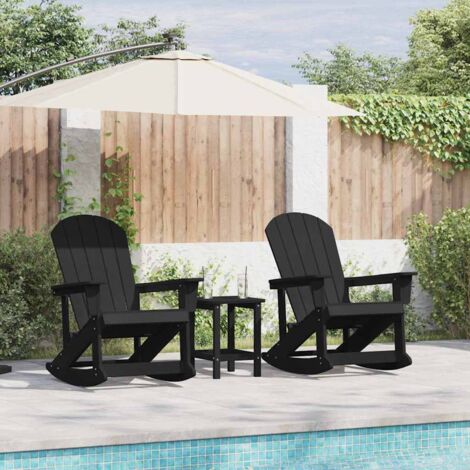 Adirondack Rocking Chairs 2 pcs Black HDPE vidaXL
