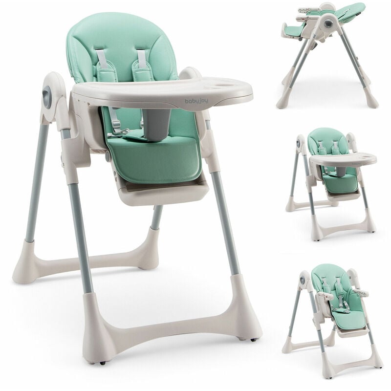 Adjustable Baby High Chair Foldable Reclining Infant Highchair Removable Trays