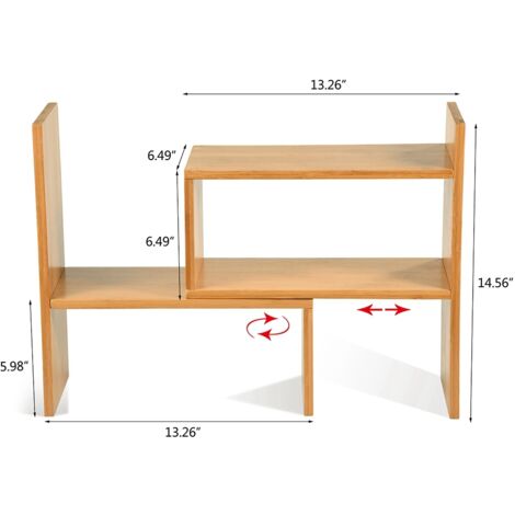 Adjustable Bamboo Desktop Storage Organizer -k