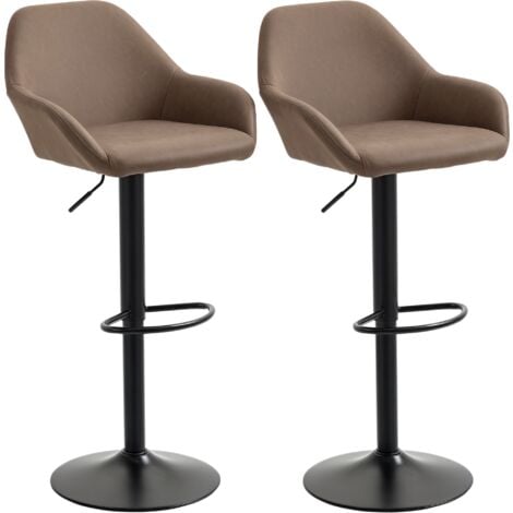 Adjustable Bar Stools Set of 2 Swivel Barstool W/ Footrest Kitchen Dining Room Dark brown