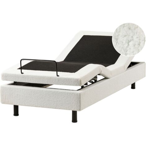 Adjustable Bed without Headboard Boucle DUKE 80 x 200 cm (EU Small Single) Off-White