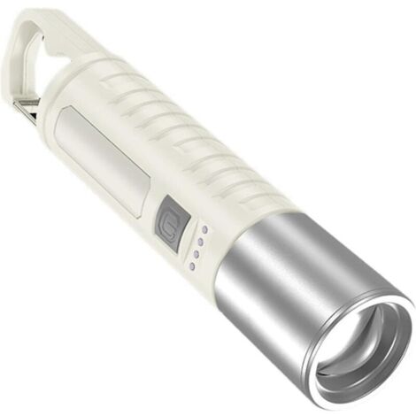 Adjustable Brightness LED Flashlights with Hook, Waterproof, Rechargeable, Permanent Light for Hiking and Camping