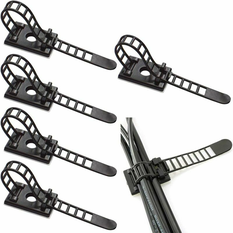 Boed - Adjustable Cable Holders, 50 pcs of Cable Clips Adjustable Cable Ties, 3M Self Adhesive Cable Clips Cable Clamps Cable Clamps Cable Clamps for