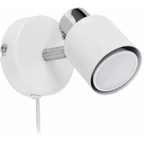 Modern Polished Chrome 2 Way Adjustable Wall Spotlight with Practical Plug Cable and Switch 