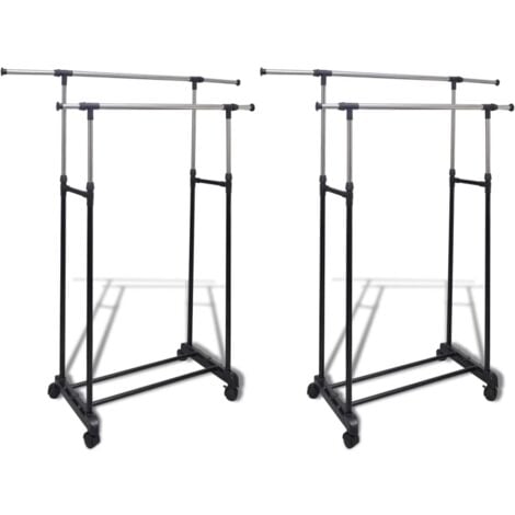 Adjustable Clothes Racks 2 pcs 2 Hanging Rails