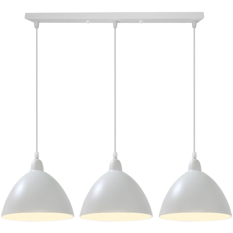 Wottes - Adjustable Creative Pendant Lights Bedroom Living Room Modern Minimalist Chandelier 3 Lights (White) - bianco