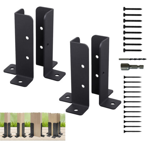 Adjustable Deck Post Brackets, Set of 4 Post Base Brackets, Pergola Brackets for 38x38/50x50/50x101/101x101mm Posts, Deck Railing, Mailbox