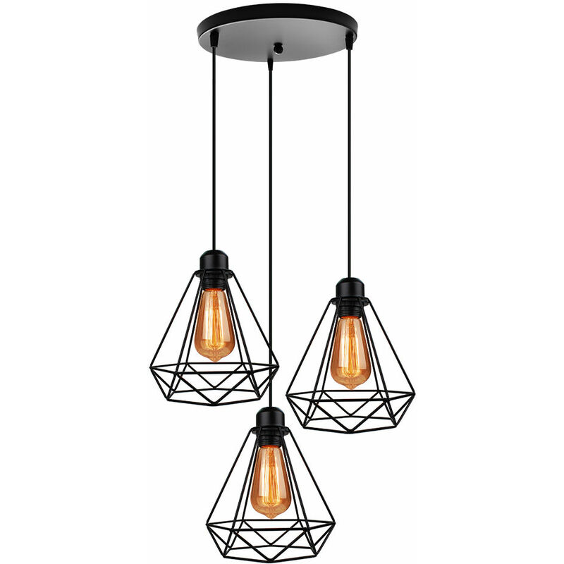 Image of 3-Light Industrial Pendant Ceiling Light Black&hellip;