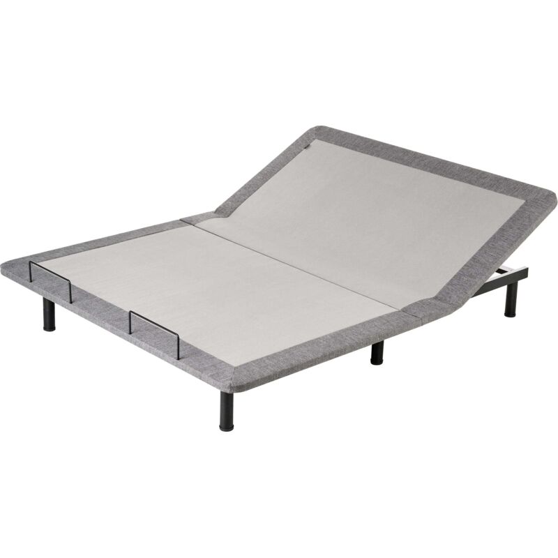 Beliani - Adjustable Electric Bed Base Eu King Size Remote Included 4 Legs Heights Iron Polyester Grey Brunoy
