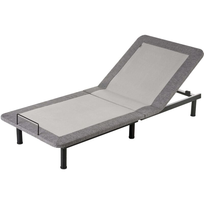 Beliani - Adjustable Electric Bed Base Eu Small Single Size Remote Included 4 Legs Heights Iron Polyester Grey Brunoy