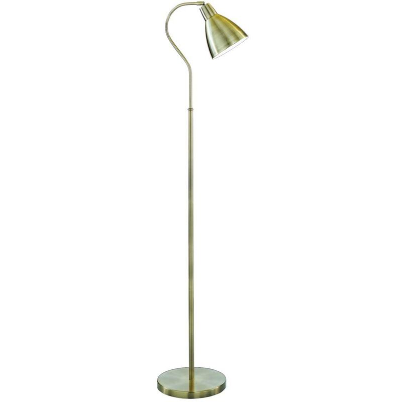 1 Light Adjustable Floor Lamp Antique Brass, E27 - Searchlight