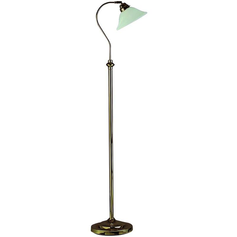 Searchlight - 1 Light Adjustable Floor Lamp Antique Brass with Marble Shade, E27