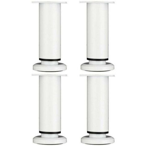 Adjustable Furniture Legs, 18 cm, White, Round, Metal, Table Leg for Sofa, Cabinet, Bed, with Screws, 4 Pack MUMU
