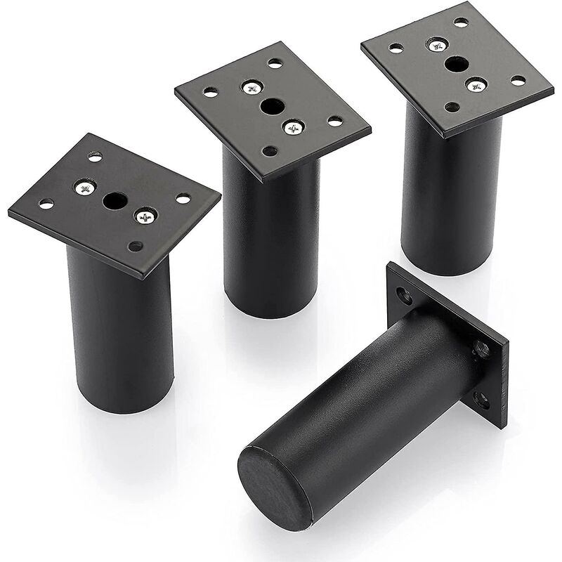 Adjustable Furniture Legs Bed Legs Raise Furniture Aluminum Alloy Leg For Bed Base, Cabinet, Table, 4pcs (black, Height 100mm)